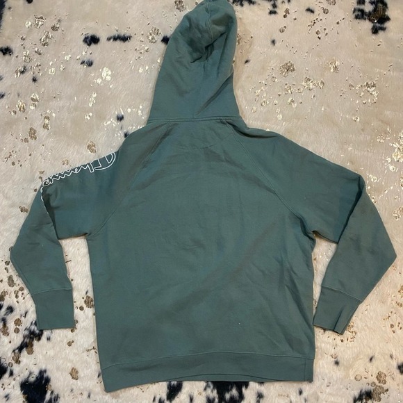CHAMPION 𝅺Girl’s Green Logo Hoodie Size Large - Picture 2 of 5